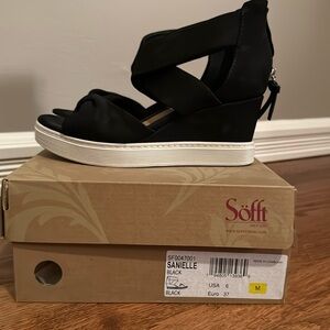 Softt black suede platform sandals